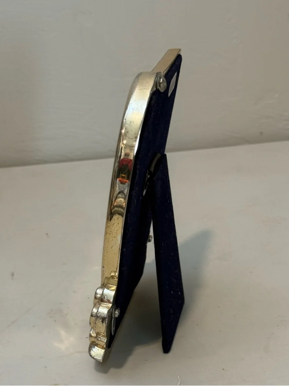 Vintage ornate Swans silver plated freestanding photo‎ picture frame  4x6